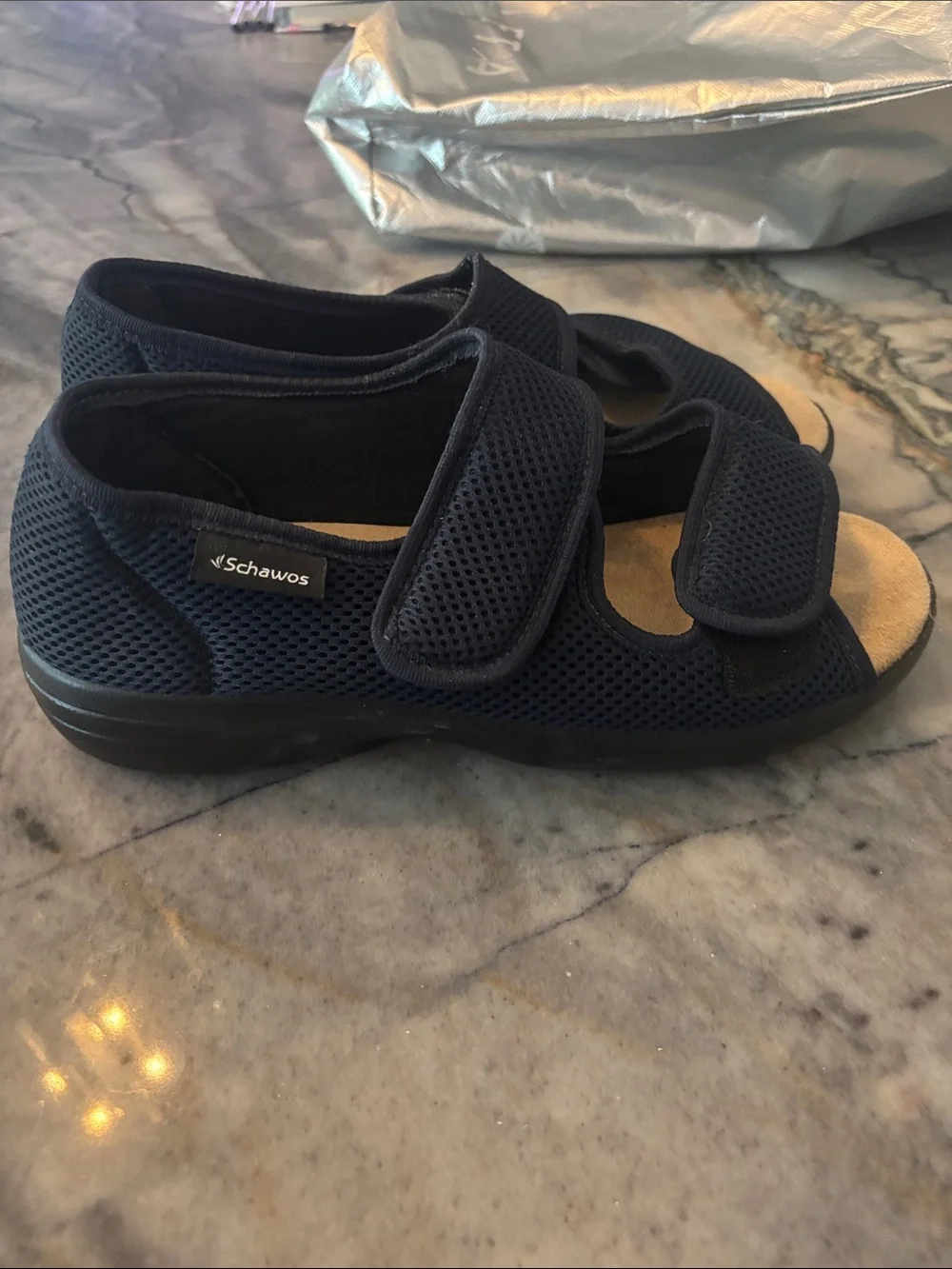 Schawos Navy Mesh Velcro Sandals Size 11